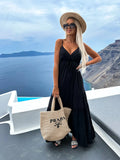New Sling Multicolor Dress INS Casual Fashion Dark V-Neck Dress In Summer-Outfit