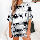 Womens Silk Satin Pajamas Pyjamas Set Short Sleeve Sleepwear Pajamas Suit Female Sleep Two Piece Set Loungewear Home