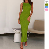 Spring And Summer Women's Bare Water Corrugated Sleeveless Sexy Dress Bodyed Hip