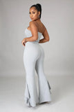 Strap Crop Top and High Waist Bell Pants Two Piece