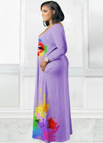 Paints V-Neck Long Shirt Dress with