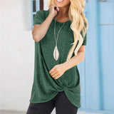 T-shirt Women Summer Tie Tops Tee Casual Simple Short Sleeve Female tshirt Large Size Women Clothes camisetas