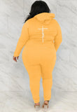 Plus Size Casual Backside Letter Print Hoodies And Pant 2 Piece