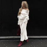 The Autumn Of 2025, The New Fashion Knitted Shoulder Collar Skirt Two-Piece