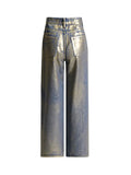 Women's Jeans High Waist Gilded Coated Loose Straight Wide Leg Cool Design Denim Pants 2024 Summer New Fashion 29L5443-Outfit