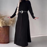 Solid-Color High-Collar Side Open-Fork Knitted Trousers Set In Autumn