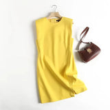 New Solid Color Sleeveless Dress In The Autumn Of 2023-Outfit