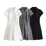 New Collar Short-Sleeved 2025 Shirt Skirt Fashion Spring Fashion Pure
