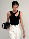 y2k White Cut Out Women's Tank Tops Sleeveless Slim T Shirts Female Clothing 2023 Summer Fashion crop top women camisetas-Outfit