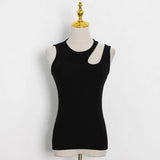 Sexy Slim Tees Tops For Women O Neck Sleeveless Cut Out Skinny Short Vests Female 2021 Summer Fashion Clothing