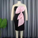 Sexy One-Word Shoulder Dress With Chest-Colored Bow Dress Dress Dress