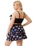 High-Waisted Strap Butterfly Plus Size Two Piece