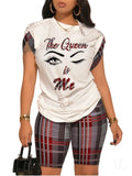 Women's Temperament Commuting Trousers Round-Neck Short-Sleeved Set In Autumn