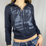 Y2K Gothic Sweatshirt Oversized Hoodie Women Autumn Zip Up Long Sleeve Coat Top Female 90S Vintage E-Harajuku Grunge