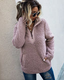 year autumn and winter zipper pocket high neck long sleeve women's blouse