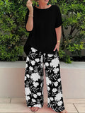 Summer New Large-Size Women's Two-Set Printed Short-Sleeved