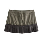 Decorative Trench Coat Fabric Coat 3067020 507 Spliced Wide Pleated Mini Skirt 4661403 Set-Outfit