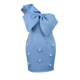 Sexy Collared Bow Bag Hip Skirt Party Party