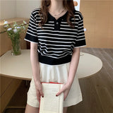 T-Shirts For Summer POLO Shirts 2025 New Thin Ice Silk Knitted Loose Short-Sleeved Thin