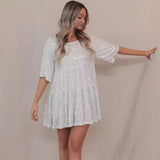 Fashion Ball Collar Short Sleeves Cute Dress Women's