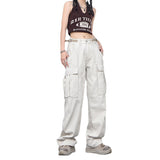 Street Big Pocket Work Clothes Casual Pants Men's And Women's Tide Brand Long Trousers Summer Lovers Baggy Wide-Legged Pants-Outfit