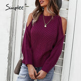 Loose hole women's sweater autumn winter Casual o-neck split pullover black grey Office lady long sleeve fashion