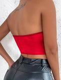 Strapless Solid Short Crop