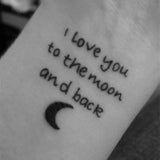 Love You To The Moon and Back English Words Fake Tattoo Sticker for Lovers Women and Men Waist Body Temporary Tatto