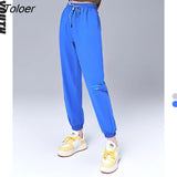 Women Sweatpants 2022 Summer Elastic Waist Loose Trousers Solid Green Gray Chic Casual Streetwear Sport