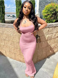 Summer Cami Strap Maxi Dresses For Women 2022 Square Neck Sleeveless Bodycon Dress Female Casual Party White Dresses