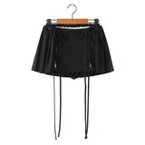 Women's Pleated Skirts High Waist Solid Color Pleated Folds Lace-up Mini Female Skirts 2024 Summer New Fashion 29L0704-Outfit