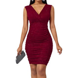 Solid-Color V-Neck Solid-Colored Sleeveless Sleeve-Less Sleeve-Bless Women's