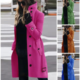 Autumn And Winter Large Size Hairs, Women's Coat Single Row Multi-Buckle And Button Collar