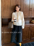 Xixi 2025 New Korean Version Of Elegant Long-Sleeved Wool Bottom Knitted Sweater Top