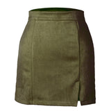 Womens High Waist Faux Suede Double Front Bodycon Mini Hip Skirt Female Pencil A-line Shorts Woman School Girl Skater Skirt