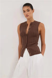 Summer Sleeveless Single-Button Clasp Knit Small Cardigan New Tight Vest