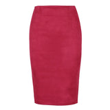 colors 2018 Women Skirt Winter Solid Suede Work Wear Package Hip Pencil Midi Skirt Autumn Winter Bodycon