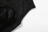 Sisterlinda Sexy See Through Mesh Patchwork Rompers Women Sleeveless Elastic Workout Velvet Overalls Activity Midnight