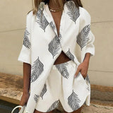 Two Piece Set Casual Women Summer Shorts 2023 Lounge Wear Short Sleeve Shirt Tops Mini Shorts Suit Joggers Homewear-Outfit