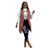 Toloer New Women's Casual Solid Color Cardigan Sleeveless Knitted Vest-Outfit
