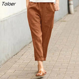 Ankle Length Cropped Pants Women Solid Color Casual Trousers Comfortable Breathable Lady Pants Elegant All-Match