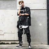 Men's Autumn And Winter Loose Tide Brand Ruffian Handsome Ins Hip-Hop Hip-Hop Wide-Legged Pants With Many Pockets-Outfit