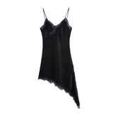 Homemade New Women's Clothing Series Lace Asymmetric Dress