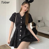 Women Mini Vestidos Romance Backless Chic Tunic Fashion Femme Sweet Summer Holiday French Style Single Breasted
