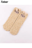 Cartoon Harajuku Rabbit Fox Bear Deer Cute Fluffy Coral Velvet Women Cotton Socks Autumn Winter Thick Warm Home Floor