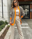 Casual Line With Print V Neck Long Sleeve Cardigan