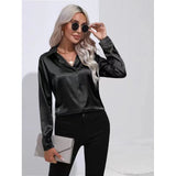 Style: A Button Satin Shirt, Temperament, Commuter Long-Sleeved Shirt, New Women's Wear In Spring And Summer.-Outfit