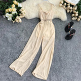 V Neck Vintage Hollow Out Sexy Summer Full Length Jumpsuit Women spaghetti strap Playsuit backless Beach holiday