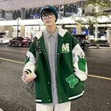 hooded jacket pure cotton cardigan spring and autumn ins baseball uniform men clothing contrasting color pocket jacket kpop-Outfit