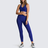 2 Piece Sport Gym Clothes Fitness Set Squat Proof Pant Seamless Leggings Sport Bra Sportwear Crop Top Active Workout